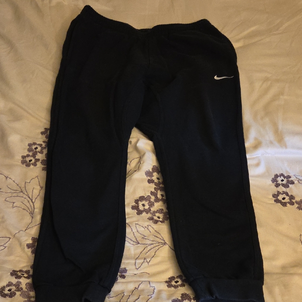 Nike Kids Black Joggers with White Logo